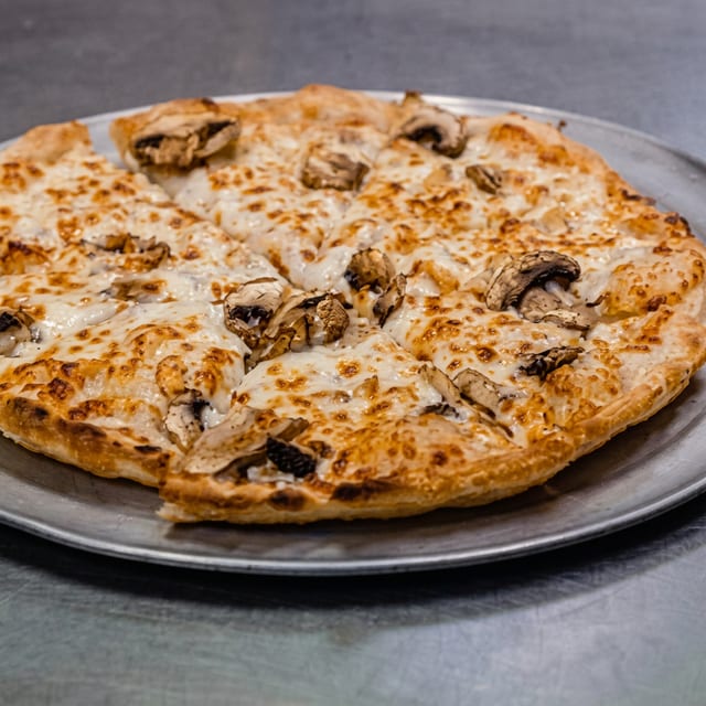 Chicken Ranch and Mushroom Pizza.