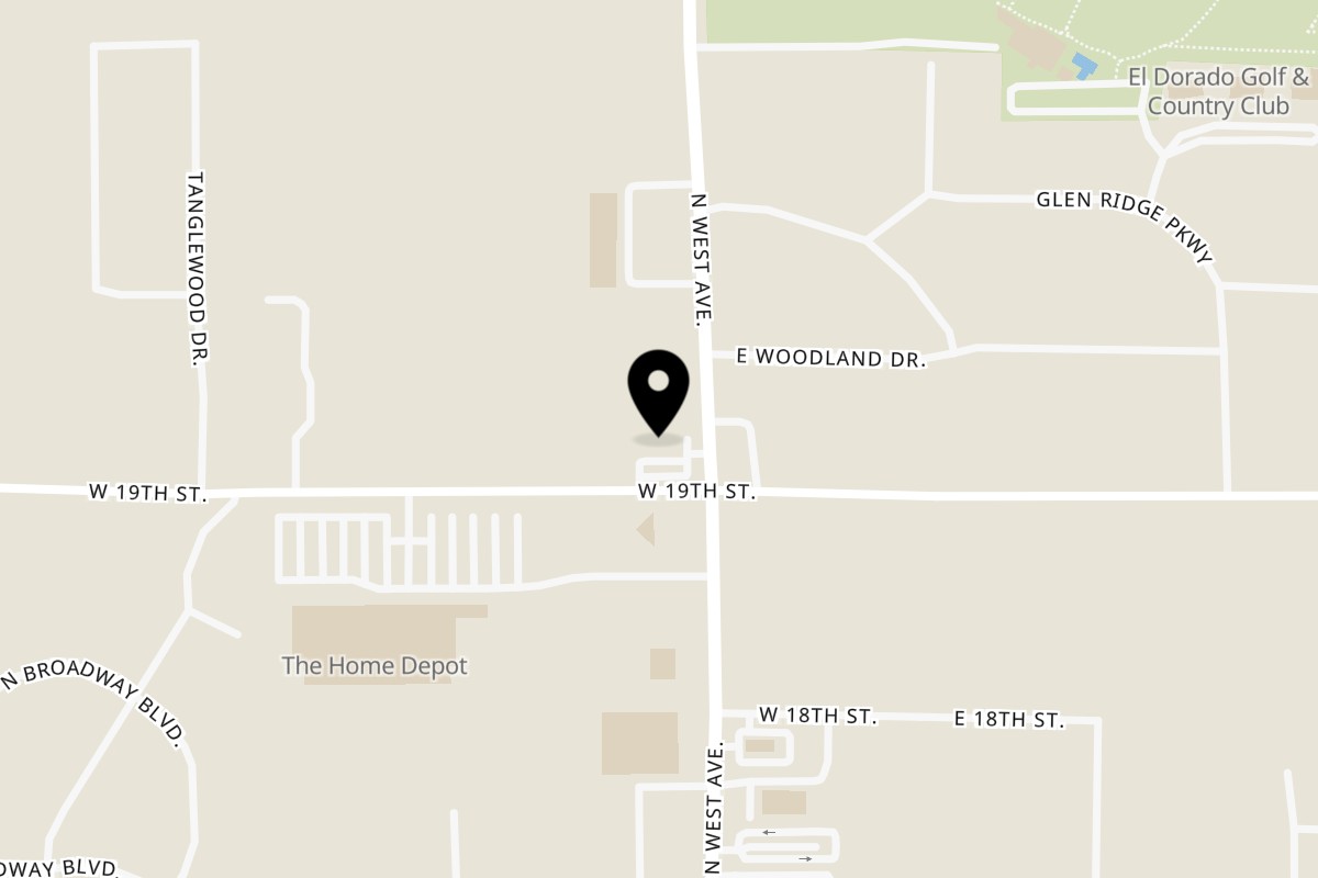 Map showing the location of Larry's Pizza El Dorado on 2500 N West Ave in El Dorado