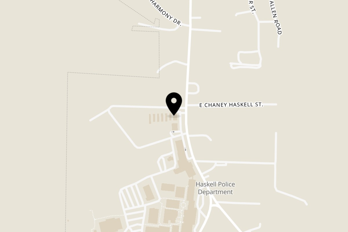 Map showing the location of Larry's Pizza Haskell on 2313 AR-229 in Haskell